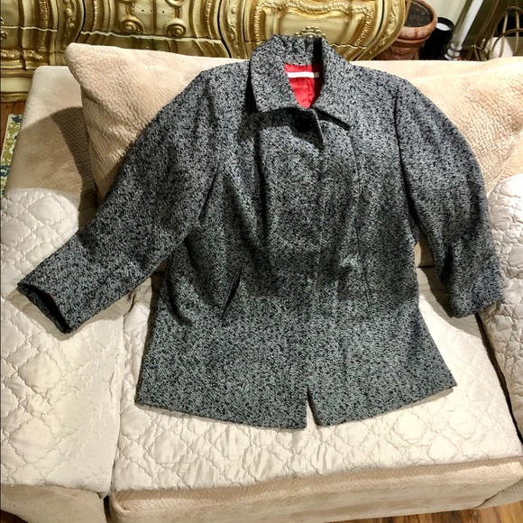 LIZ Claiborne Excellent Condition Blk Tweed Coat - Picture 1 of 4
